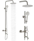 Stainless Steel Shower Faucet Set Wall Mounted With All In One Triple Function System 8 Inch Rainfall Shower Head