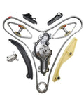 Heavy Duty 14 Pc Timing Chain Kit With Water Pump For Ford F-150 Edge Explorer Taurus 3.5L V6 Engine Replacement Blrz At4z OEM Fit Guts And Gear, shown with chains and guides