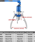 Tough As Nails Portable Hydraulic Gear Puller featuring an adjustable two or three jaw bearing extractor kit, 10 ton pull force.
