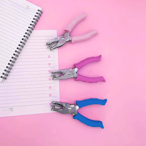 One Quarter Inch Hole Punch For Crafts With Pink Soft Grip Handle, Handheld Paper Puncher For Home Office Classroom, Easy Spacing Between Holes