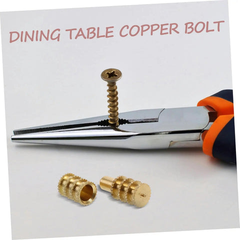 Heavy Duty Copper Dowel Table Leaf Hardware Set With Bolt Sleeve Connectors And Fasteners For Replacing Table Leaves And Cabinet Hardware Spares Lifetime Parts DIY Friendly And Built To Last, copper sleeves with screw