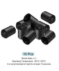 Black 10-pack Heat Shrink End Cap Kit 45mm ID by 60mm Length 1.3 to 1 Ratio Lined with Adhesive Sealed Waterproof
