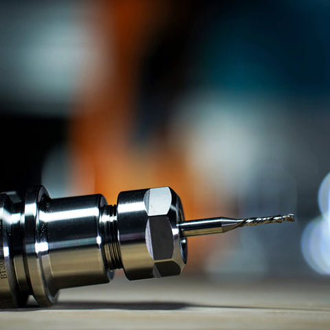 SpeTool Up&Down compression router bit in metal chuck, 1/4 inch shank, 1/8 inch cutting diameter, solid carbide