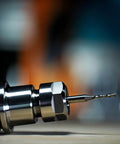 Close-up of a Five Piece 1/8 Inch Compression Router Bit Set With 1/4 Inch Shank Up Down Spiral Carbide Bits for woodworking use.