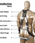 Back view of Beefy Fall Protection Harness Kit With Three D Rings For Lanyard Multi Purpose Full Body Harness on mannequin