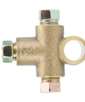 Heavy Duty Three Way T Shape Brake Line Tee Brass Union With Three Male Nuts Fits Three Sixteen Inch Pipe M10 Threading view from above