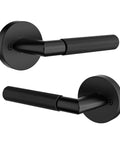 Matte Black Dummy Interior Door Handle Set Two Pack For Non Latching Doors Easy One Sided Install No Fuss Modern Interior Door Hardware For Home Improvement And Quick Upgrades, knurled finish