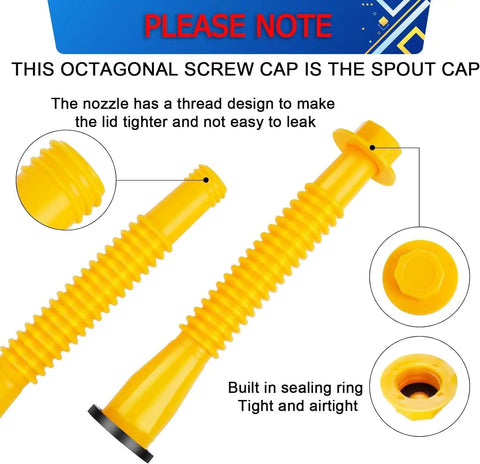 Flexible Gas Can Spout Replacement Kit For Half Gallon One Gallon Five Gallon Ten Gallon Cans With Vent Caps Easy Pour Nozzle
