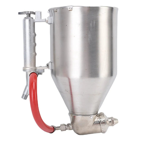 Industrial Grade Pneumatic Cement Mortar Sprayer stainless steel hopper and red hose for textured paint application.