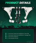 6 Piece Front Suspension Kit Replacement For 2006 To 2011 Buick Lucerne And Cadillac DTS Includes Front Lower Control Arms With Ball Joints, Outer Tie Rod End, And Sway Bar End Links For A Smooth Quiet Ride Pro Grade.