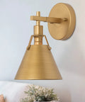 Gold Wall Sconce With Retro Chic Vintage Brass Finish Mid Century Modern Design Wall Mounted Light Fixture For Bedroom Bathroom Living Room Hallway E12 Bulb Required