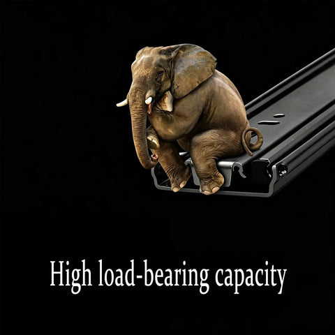 Beefy Ultra Heavy Duty Side Mount Drawer Slides With Quiet Glide And Silent Buffer Pads Premium Industrial Grade Drawer Hardware That Shields Cabinets And Delivers Smooth Durable Performance, black side-mount slide with elephant load test