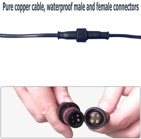 JUDYSSY Solar Flood Lights Led Solar Floodlight connectors with pure copper cables, waterproof male and female connectors.