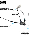 Door Latch Assembly With Cable And Rod For Ford Econoline E150 E250 E350 Vans 1992 2019 Rear Right Side Replacement Lock Latch Actuator AC2Z15431A02A 6C2Z-15431A02-AA with labeled parts