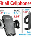 Heavy Duty Car Phone Mount With Grip Tight 3 Inch Sticky Gel Suction Cup Hella Secure Locking Lever For Dashboard Or Windshield Universal Smartphone Holder showing adjustable width for cellphones.