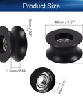Heavy Duty Nylon Pulley Roller With U-Shape Groove And Flat Wheel, 8x40x20mm Guide Bearing Rail Ball Wheel, Black Plastic Pulley For Smooth Quiet Motion In 3D Printers And Machinery, product size view