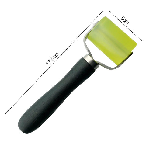 2-piece car sound deadener roller set; yellow-green wheel, black handle, 2-in and 1.2-in widths.