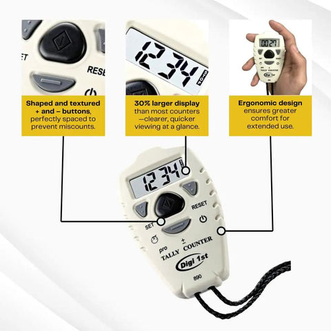 Slick Digital Tally Counter With Up And Down Clicker For Golf Laps Knitting And Crowd Counting Hella Fast Reset and tactile buttons action view