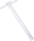 12 Inch T Square Ruler Transparent Plastic for Drafting and Layout Work with Inches and Metric Calibrations, Pro Grade Clear T Square Ruler
