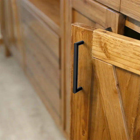 Five Inch Matte Black Cabinet Pull Handles Six Pack Heavy Duty Slick Grooved Texture Non Slip Grip Top Shelf Industrial Farmhouse Hardware Real Deal Kitchen Upgrade