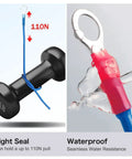 Heat Shrink Ring Terminal Kit 92 Piece Must Have Waterproof Marine Grade Adhesive Lined Wire Connectors demonstrating tensile strength and waterproof seal.