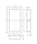 Dimensions diagram of 2-In-1 Shower Niche Ready To Tile Recessed Bathroom Storage Shelf 16x28 Inch.