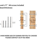 Diagram showing 1 inch and 1.77 inch M4 screws for different board thickness. Used with 10 Pack Brushed Nickel And Gold Cabinet Pulls.