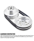 One To One Pulley Combo For SBC Short Water Pump with CNC Aluminum Double Groove Crank and Water Pump Pulleys and Belts