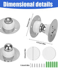 Magnetic RV door catch kit with white housing and mounting plate; includes screws and wall anchors (front and side views)