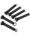Greaseable Spring Shackle Bolts For Trailer Axles 9 By 16 Inch 3 In 6 Pack With Lock Nuts And Knurled Shoulder Built Tough For 2000 3500 5200 6000 7000 Lb Class Double Eye Slipper Springs Steel Construction, six black greaseable trailer bolts with lock nuts