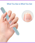 Hand holding blue file from All In One Nail File And Buffer Kit Pack Of 16 With Pink Buffer Blocks Gray Emery Boards Green White Shine Buffers