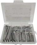 Rust Resistant Galvanized Cotter Pin Set With 230 Pieces Of U Shape Hairpin Clips And Fasteners Kit For Industrial Automotive Machinery And DIY Projects Includes Durable Storage Case And A Wide Range Of Fasteners For Any Job, open case