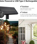 Solar String Lights 48 Feet Outdoor LED G40 Bulbs Waterproof Patio Lights For Backyard Garden Deck Porch Pergola And Camping Parties Party Ready