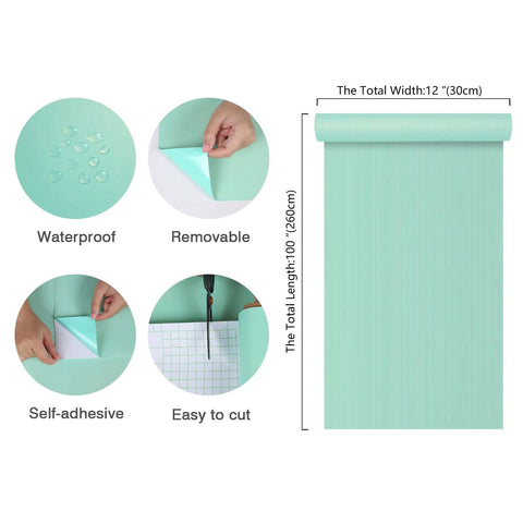 Thick Pastel Mint Metallic Peel And Stick Wallpaper With Brushed Matte Surface Gives Your Space A Straight Up Glow Up. Features waterproof, removable, and self-adhesive.