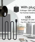 Bedside Wall Mounted Reading Light With Touch Dimmable 3W LED And Three Color Temperatures, USB and plug options shown