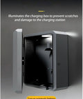 Premium Rock Solid Heavy Duty Electric Vehicle Charger Cover opened with illuminated interior to protect charging station.