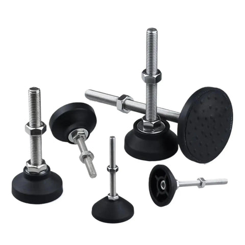 Adjustable Leveling Feet Heavy Duty Swivel Glide Pads With Cushioned Rubber Bottoms To Keep Furniture Solid As A Rock And Tweak Height In Seconds For A Total No Sweat Setup You Can Trust Daily, six pads with nylon bases.