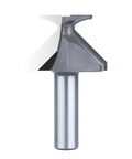 Half Inch Shank R18 Seamless Woodworking Router Bit Arc Bending Integrated Milling Cutter Carbide Tip V Bit For Chamfer Bevel Engraving And Woodworking Projects Durable Tungsten Steel And Forty Five Steel Construction For Long Lasting Performance, front view.