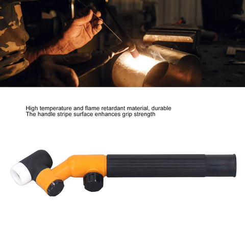 Air Cooled Welding Torch Head With 360 Degree Swivel Neck, One Handed Operation on workbench with metal pipe welding