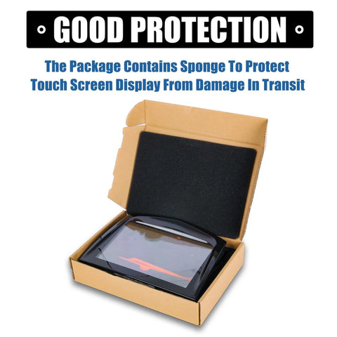 RANSOTO CUE touch screen display replacement in open box with foam padding, black touchscreen unit