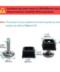 Diagram showing M8 Leveling Feet 30x30mm Square Insert, adjustable glide parts with measurements and installation details.