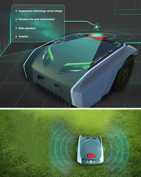 Top view of Ultra Quiet Robotic Lawn Mower For Big Yards Up To 1,500 Square Meters With Smart Satellite Navigation Auto Mowing