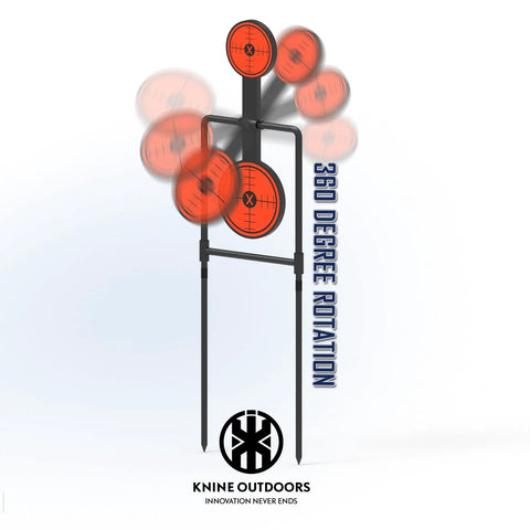 Double Spinner Auto Reset Steel Target For Centerfire Handguns Up To Forty Four Magnum with 360 degree rotation in use.