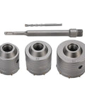 Boss Grade Tungsten Steel Concrete Hole Saw Kit With 55 Mm 65 Mm And 75 Mm Bits 50 Mm Depth Triple Tooth Design Ventilation Holes For Drilling Hollow Bricks And Cement Walls Heavy Duty Rustproof Durable, 3-bit set