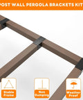Heavy Duty Carbon Steel Pergola Brackets Pack Of 4 4x4 Post Connectors Three Point Five By Three Point Five Inch installed view