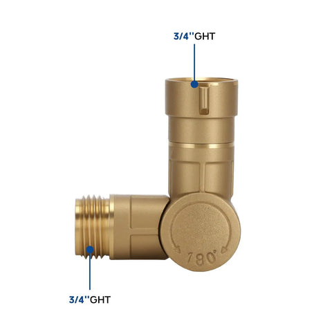 Brass Swivel Hose Connector With 180 Degree And 360 Degree Flex, Heavy Duty Anti Kink Adapter For Faucets, Taps, Sinks, Washing Machines And RVs, Rust Proof, Easy Install, 3/4 GHT