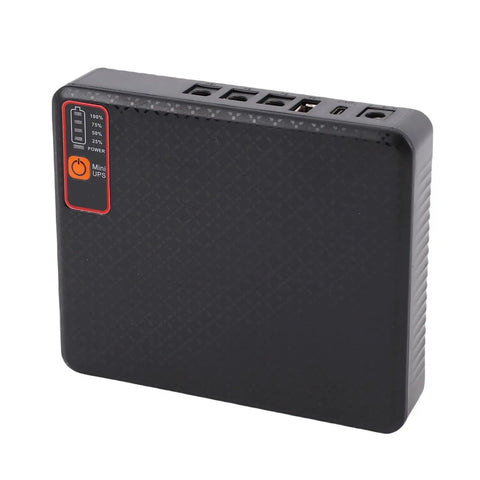 Straight Up Reliable Compact Us Plug Ups Battery Backup For Routers And Modems Delivers 12000Mah Reserve Power on black mini UPS with indicator.