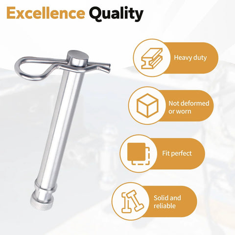 Heavy Duty Stainless Steel Trailer Hitch Pin Set For 2 Inch And 2.5 Inch Receivers With Clip, Replacement Pins, Pack Of 6