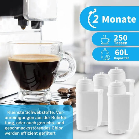 Top Shelf Replacement Water Filters For Siemens Eq6 Eq9 Coffee Machines 4 Pack Compatible With Brita Intenza Tcz7003 Tz70033, in use with coffee.