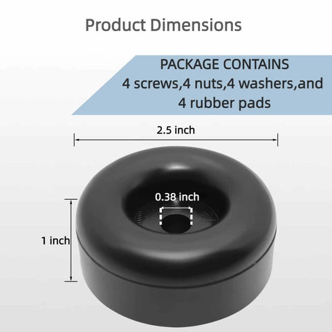 4 Pack Heavy Duty Rubber Foot Pads 2.5 Inch Round Bumpers Vibration Dampeners, Beefed Up Stability, 1 Inch High, Universal Anti Vibration Feet